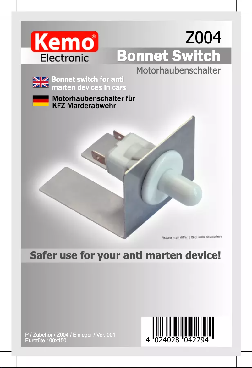 Page 1 de la notice Manuel utilisateur Kemo Z004