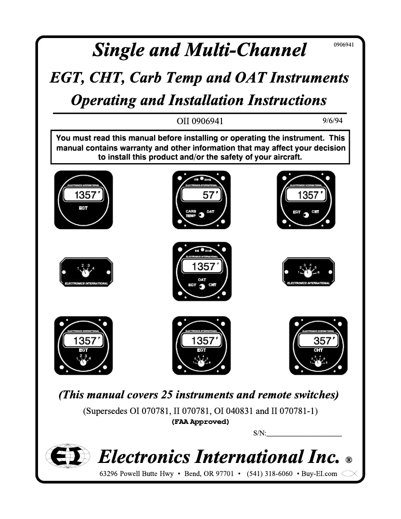 Page 1 de la notice Manuel utilisateur Electronics International E-6
