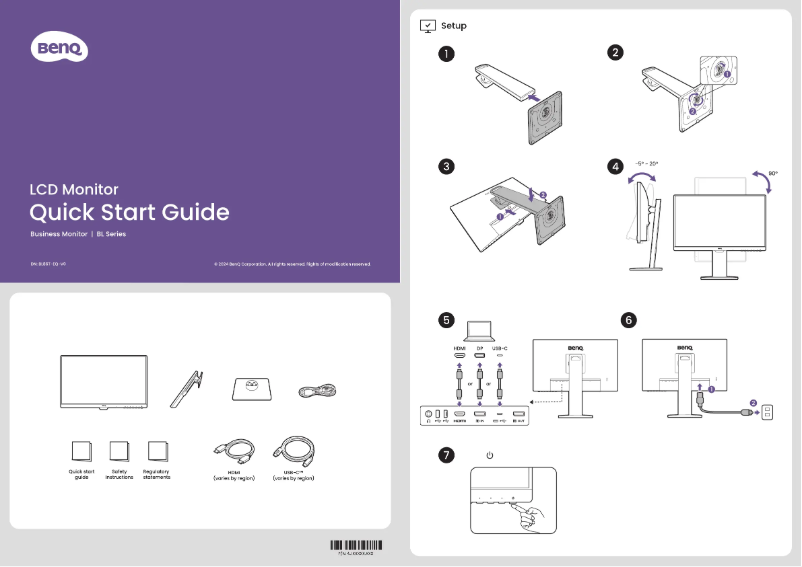 Page n°1 - Guide de démarrage rapide BenQ BL2786TC