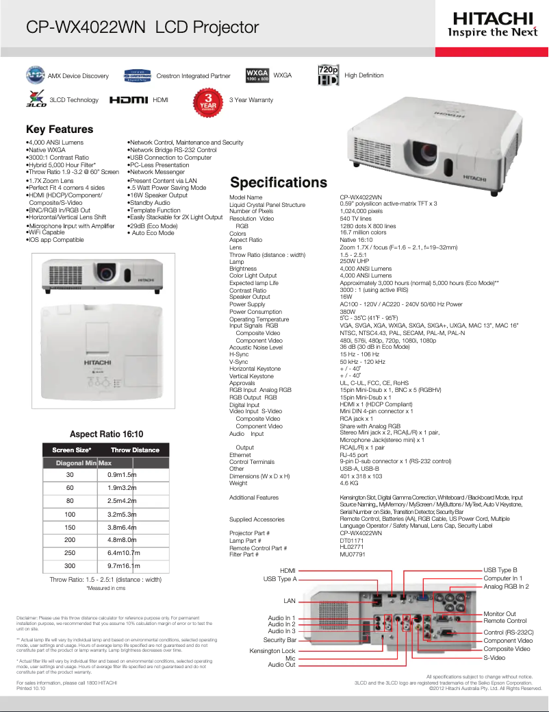 Image de la première page du manuel de l'appareil CP-WX4022WN