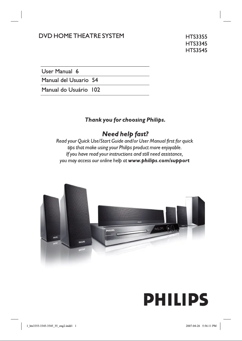 Page 1 de la notice Mode d'emploi Philips HTS3355