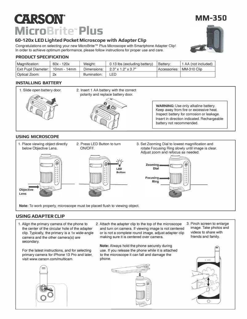 Image de la première page du manuel de l'appareil MM-350