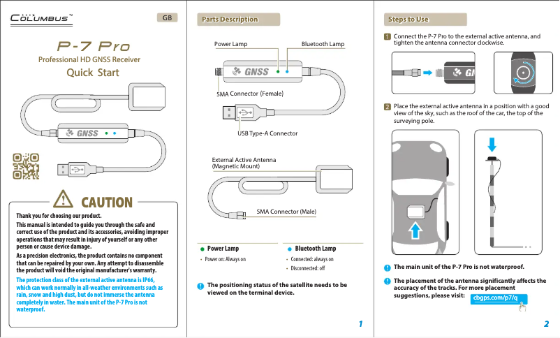 Image de la première page du manuel de l'appareil P-7 Pro