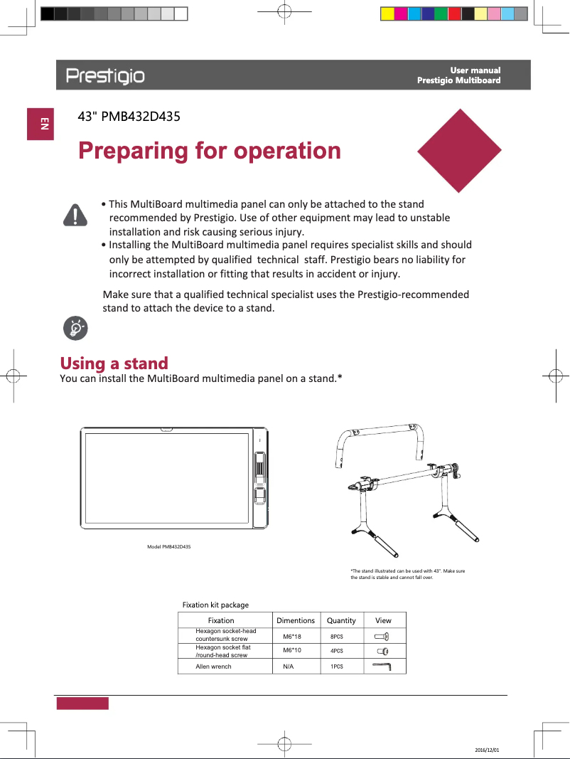 Image de la première page du manuel de l'appareil PMB432D435