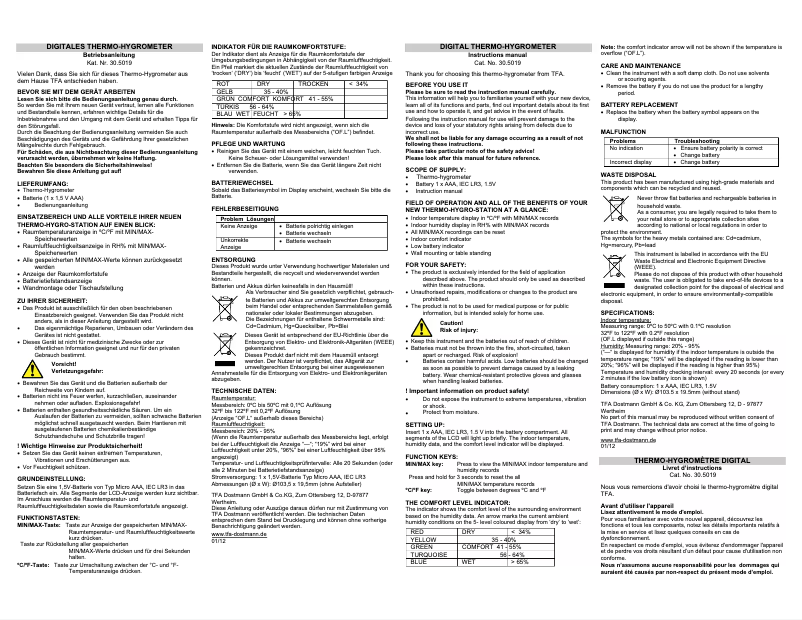 Image de la première page du manuel de l'appareil 30.5019.10