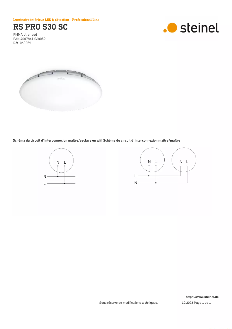 Page 1 de la notice Schéma de câblage Steinel RS PRO S30 SC