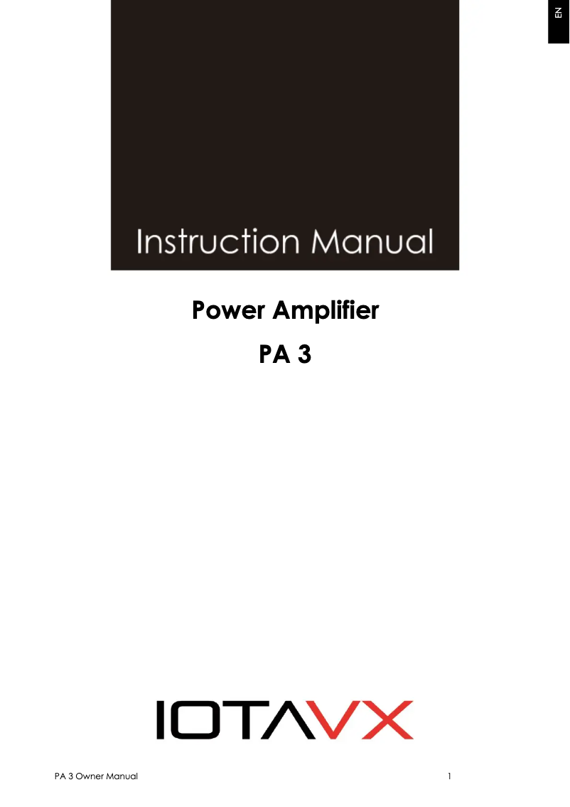 Page n°1 - Manuel utilisateur IOTAVX PA3