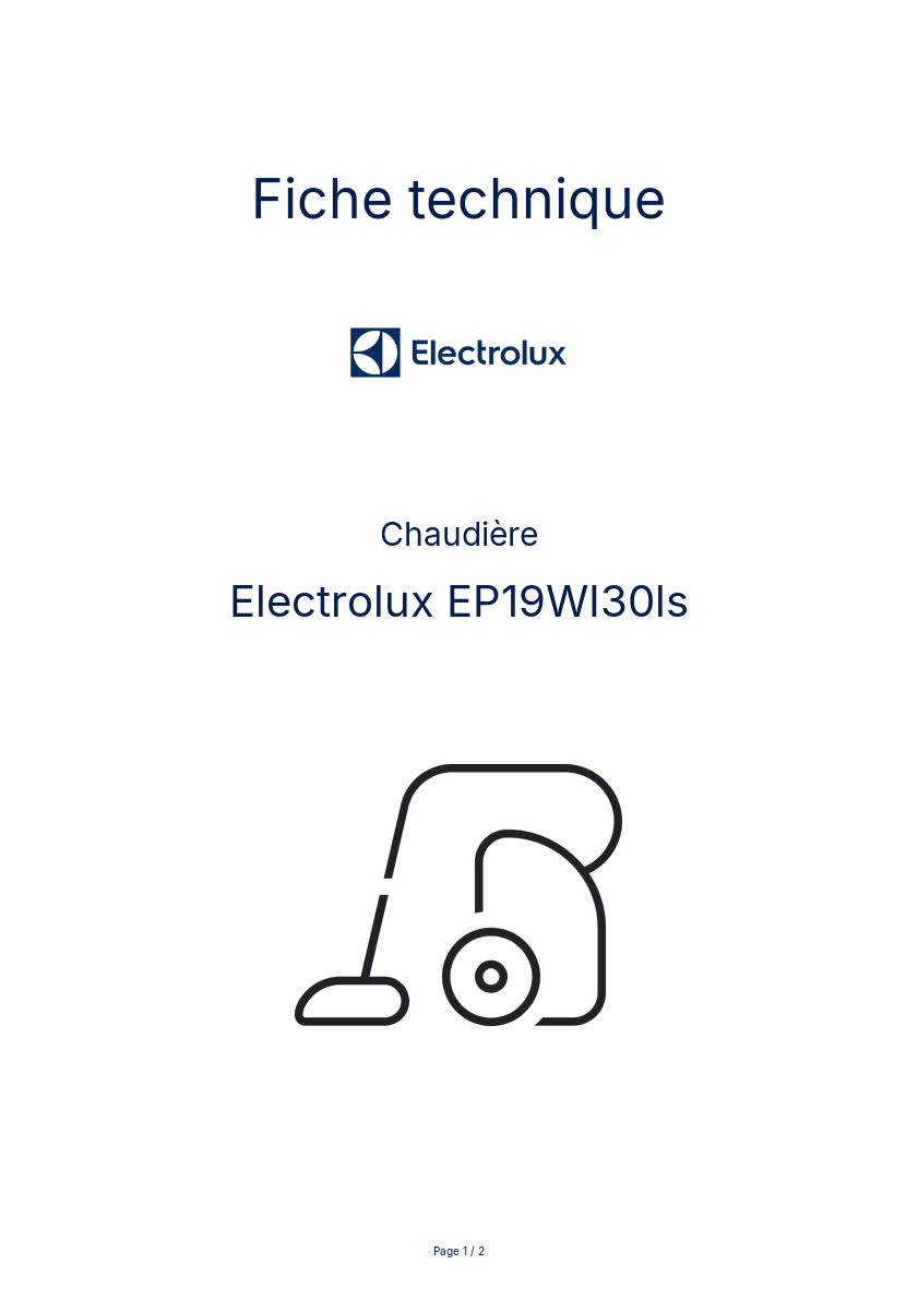 Image de la première page du manuel de l'appareil EP19WI30ls