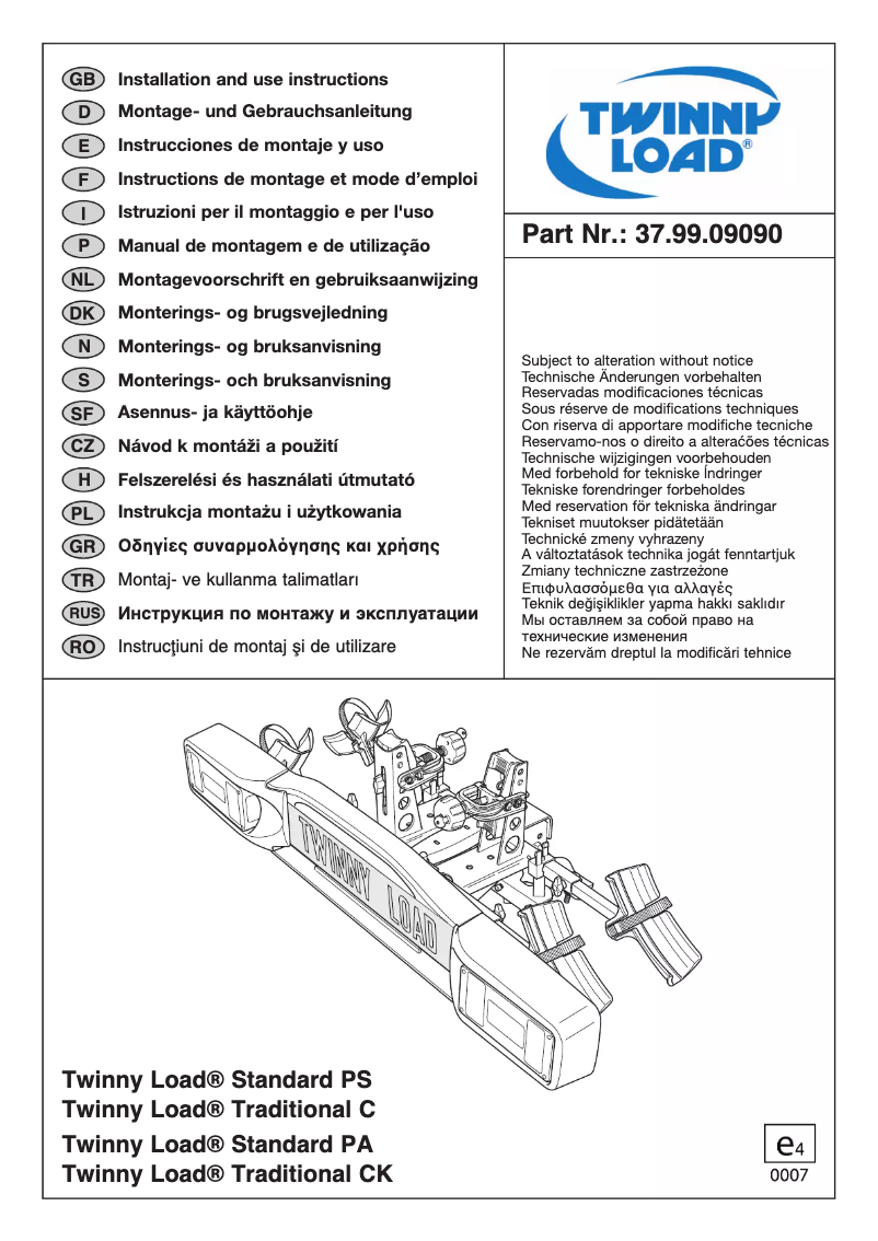 Page 1 de la notice Manuel utilisateur Twinny Load Traditional CK