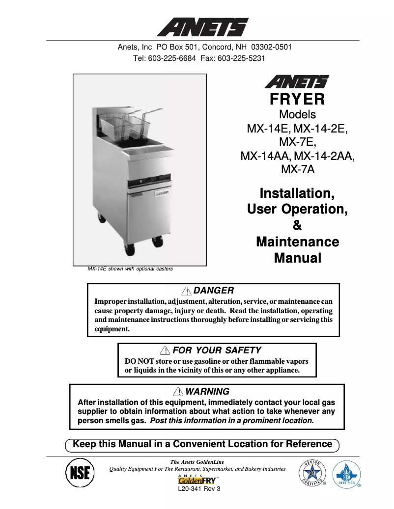Page n°1 - Manuel utilisateur Anets MX-14E