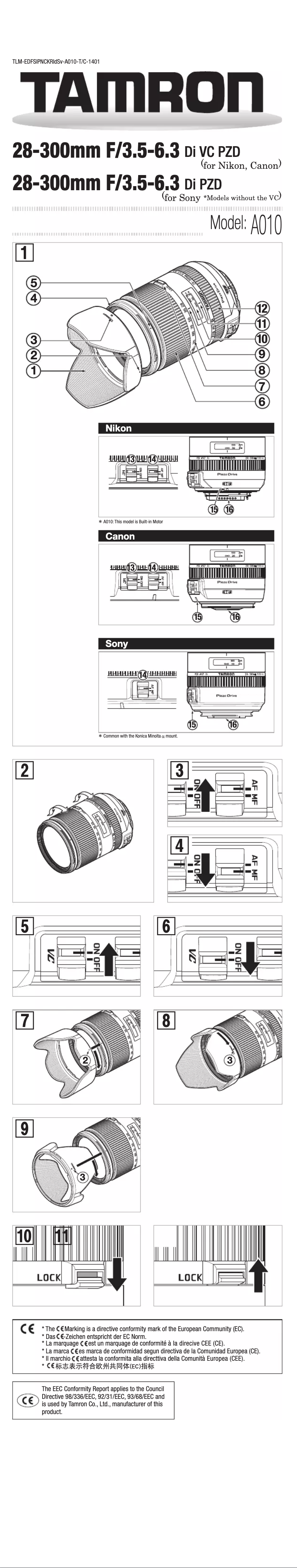 Page n°1 - Manuel utilisateur Tamron A010