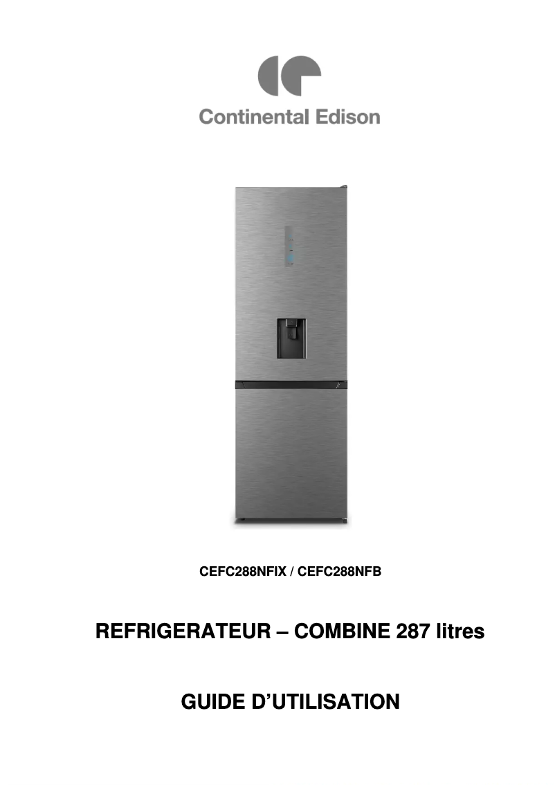 Page 1 de la notice Manuel utilisateur Continental Edison CEFC288NFB