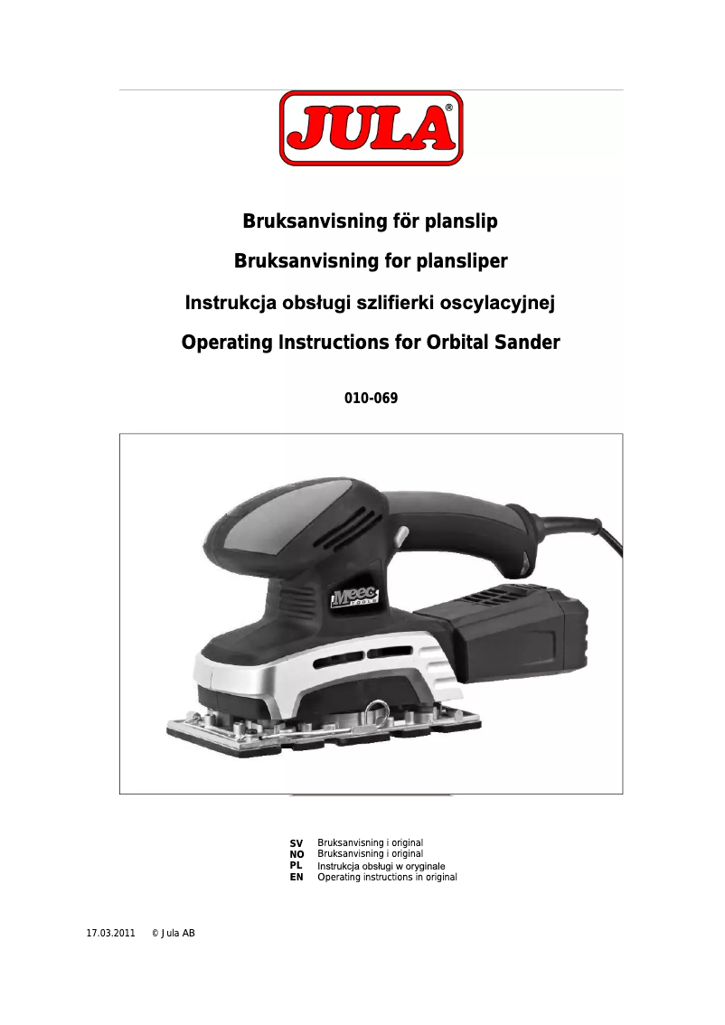 Image de la première page du manuel de l'appareil 010-069