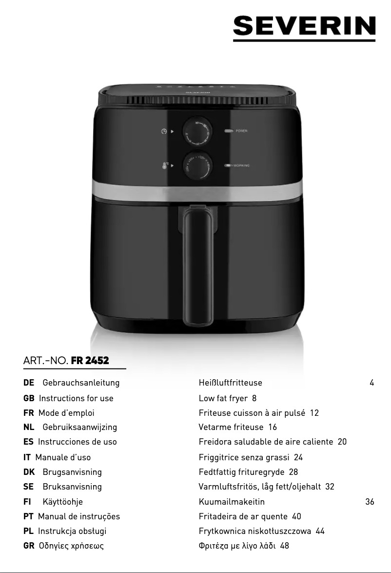 Page n°1 - Manuel utilisateur Severin FR 2452