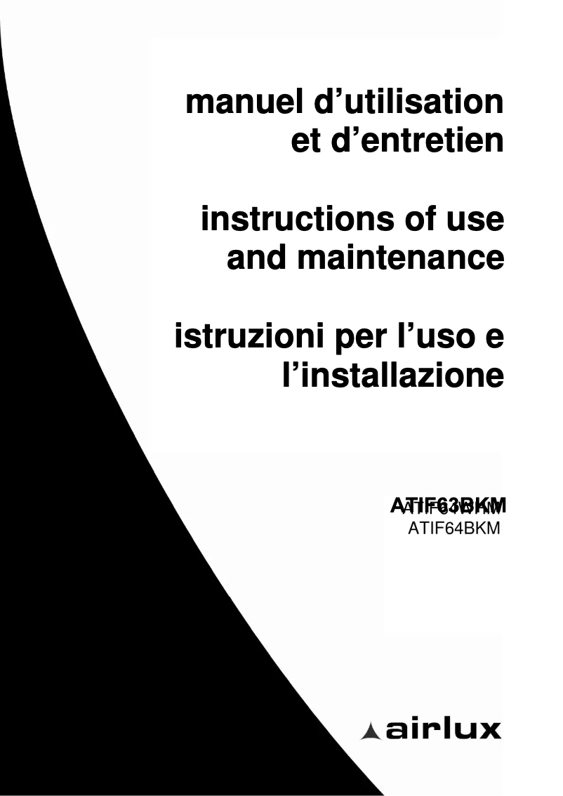 Page 1 de la notice Manuel utilisateur Airlux ATIF63BKM