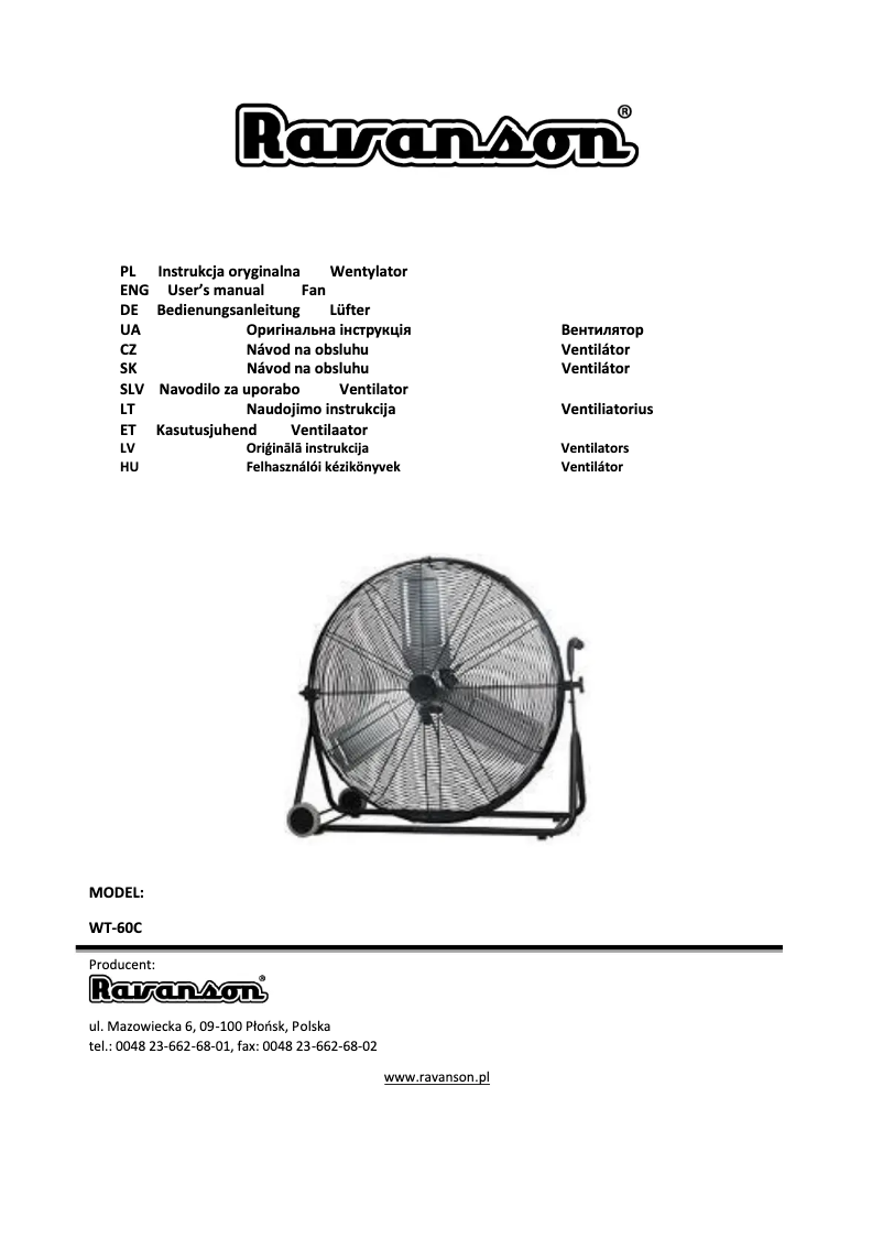 Image de la première page du manuel de l'appareil WT-60C