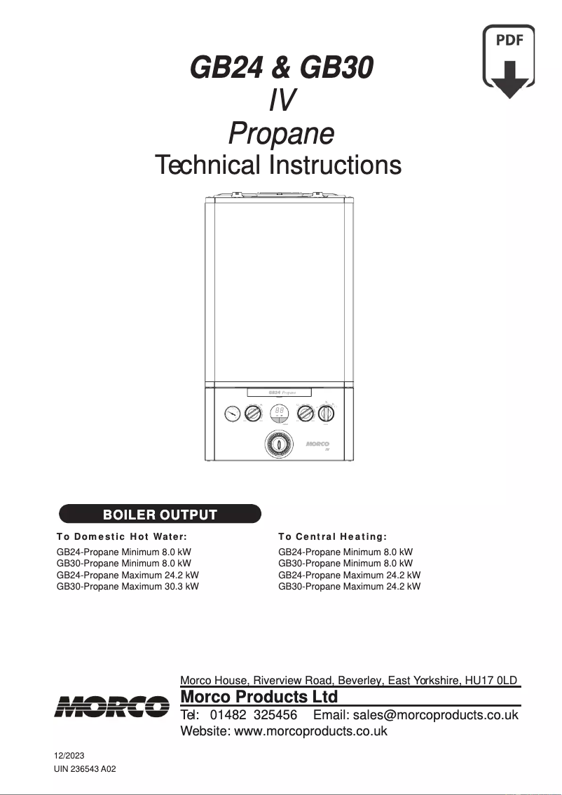 Page 1 de la notice Manuel utilisateur Morco GB30