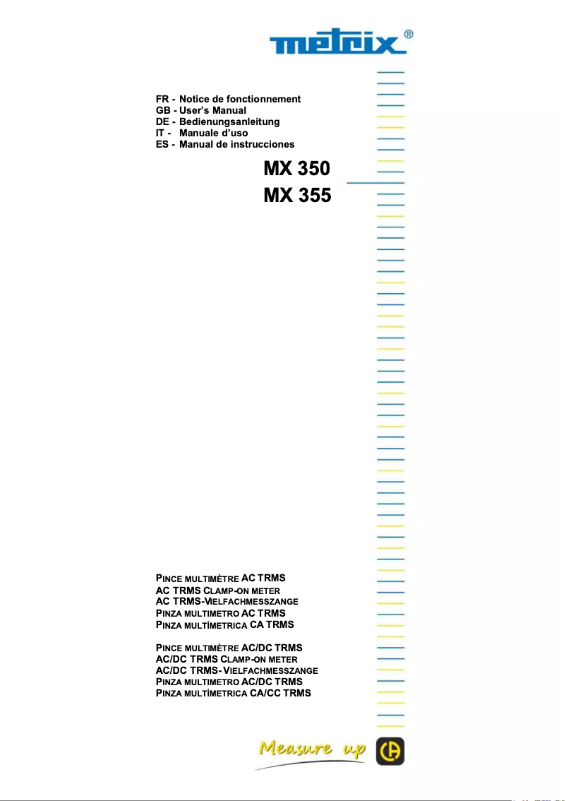 Page 1 de la notice Manuel utilisateur Metrix MX 355