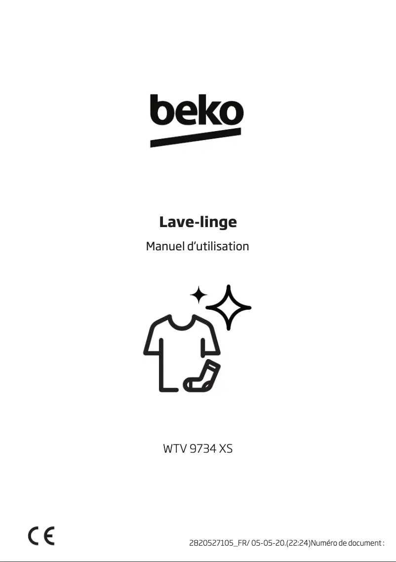 Page 1 de la notice Manuel utilisateur Beko WTV9734XS