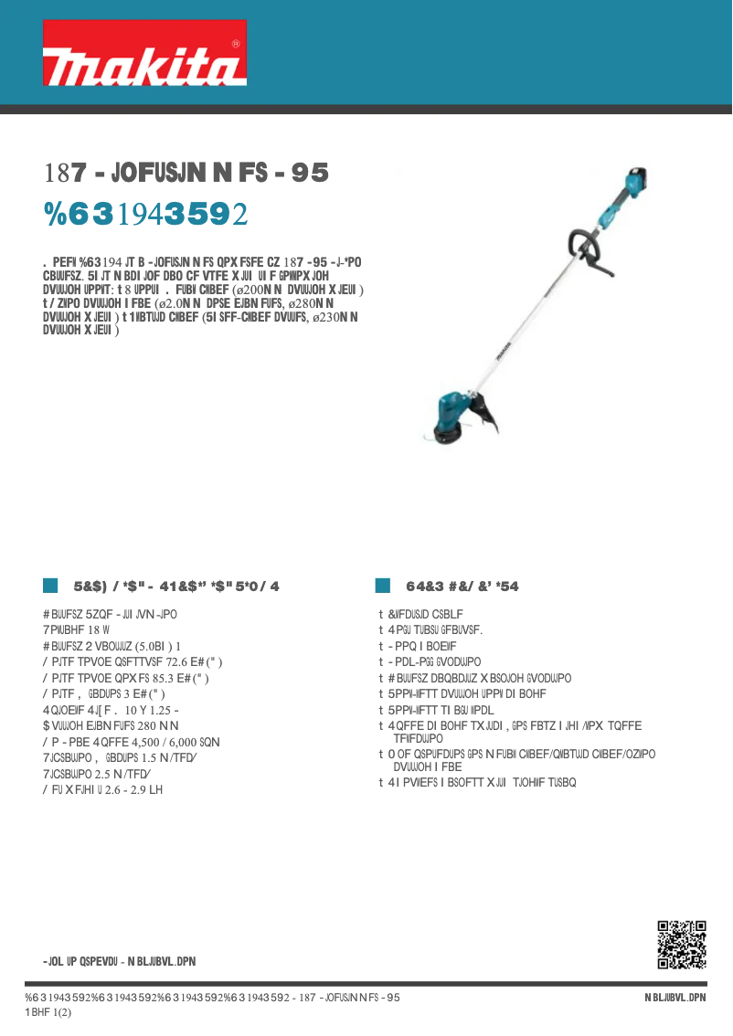 Page n°1 - Fiche technique Makita DUR194