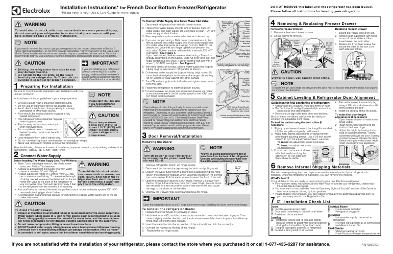 Page 1 de la notice Guide d'installation Electrolux EI23BC82SS