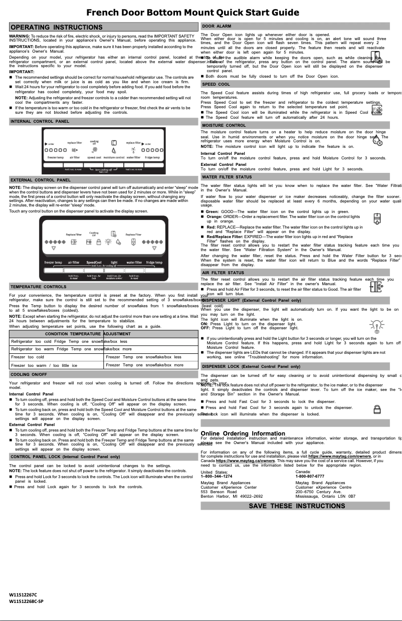 Page n°1 - Guide de démarrage rapide Maytag MFF2055FRZ