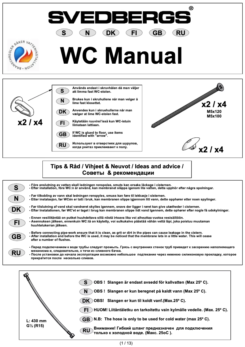 Page 1 de la notice Manuel utilisateur Svedbergs 9087
