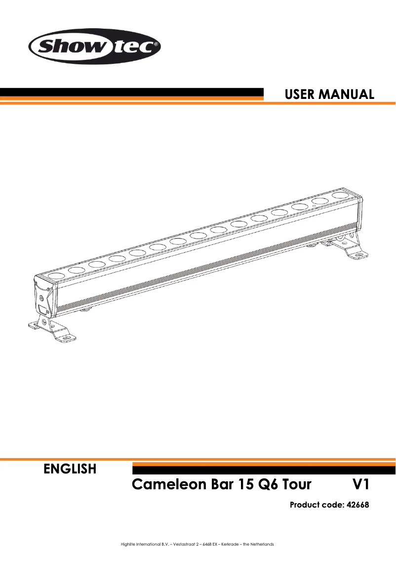 Page 1 de la notice Manuel utilisateur Showtec Cameleon Bar 15 Q6 Tour