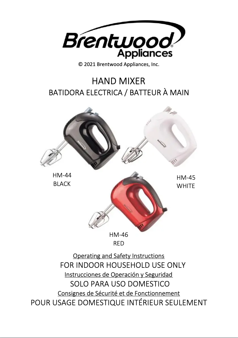 Page n°1 - Manuel utilisateur Brentwood HM-44