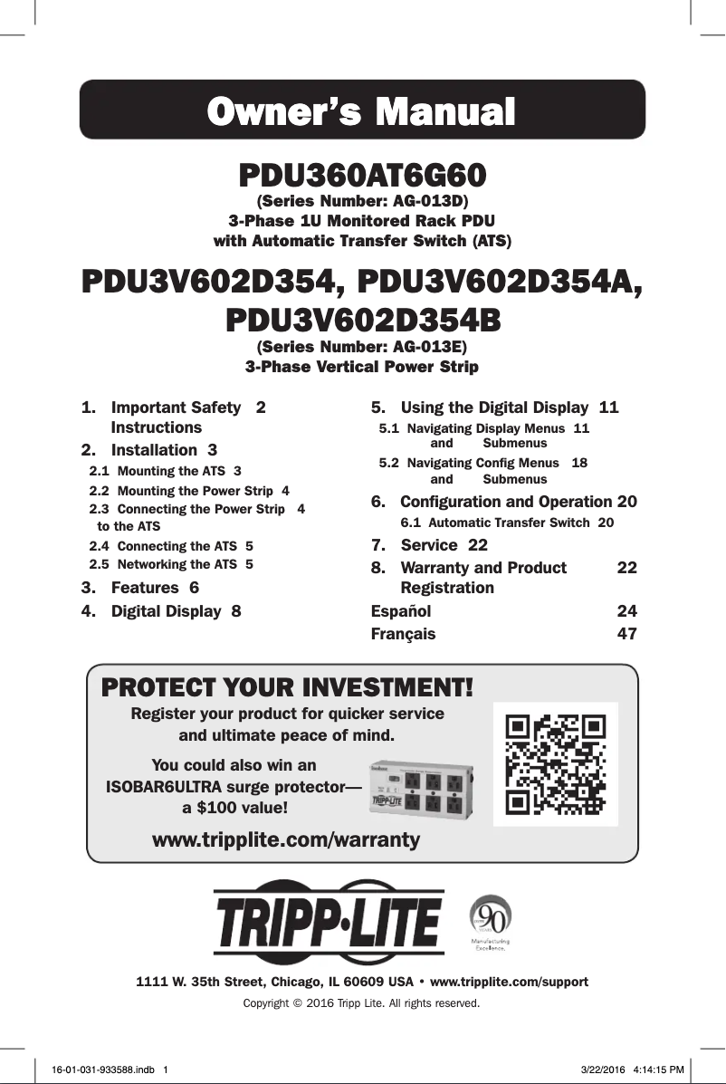 Image de la première page du manuel de l'appareil PDU3V602D354B