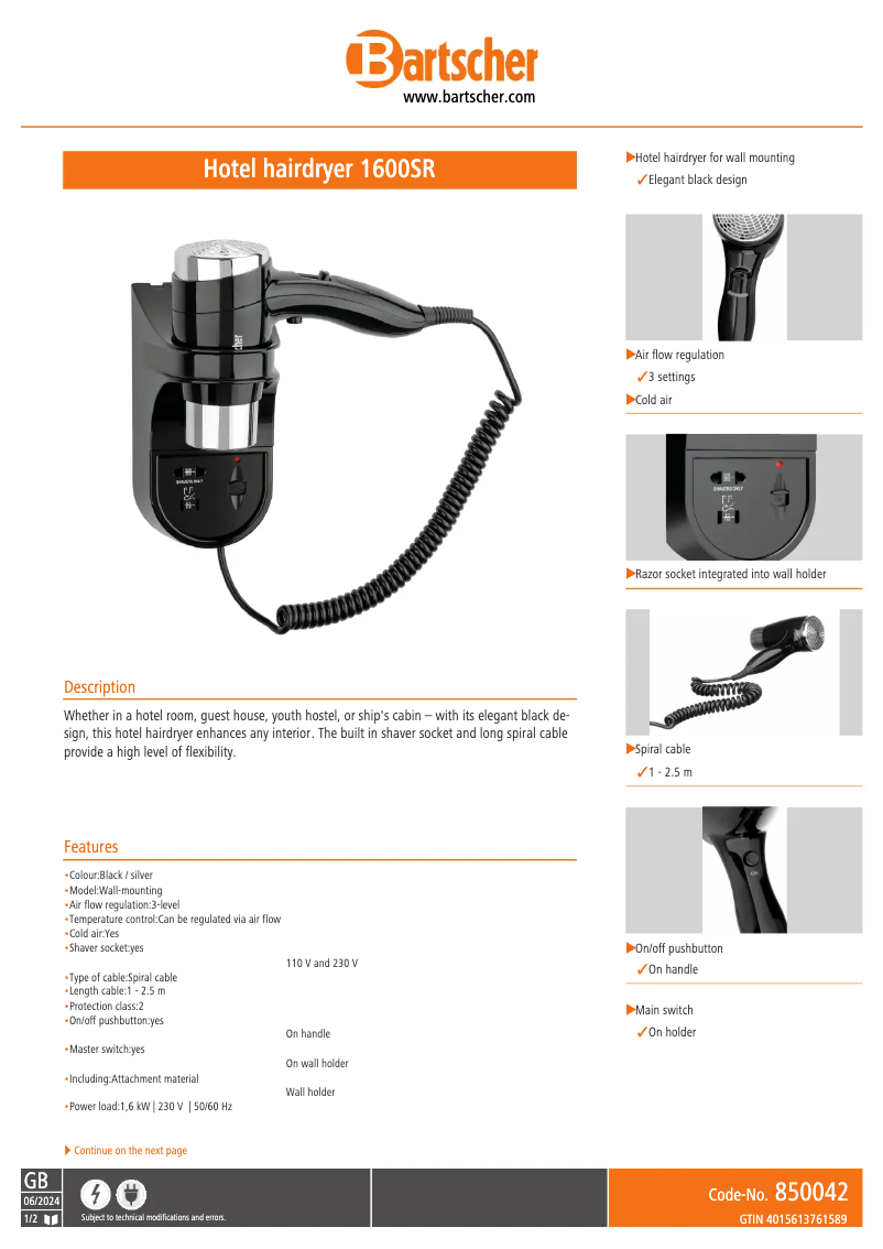 Image de la première page du manuel de l'appareil 1600SR