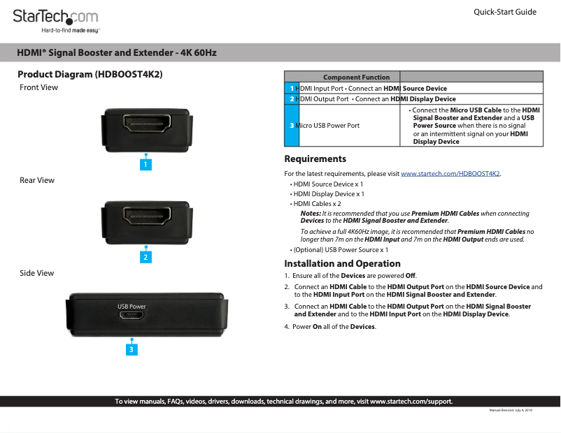 Image de la première page du manuel de l'appareil HDBOOST4K2