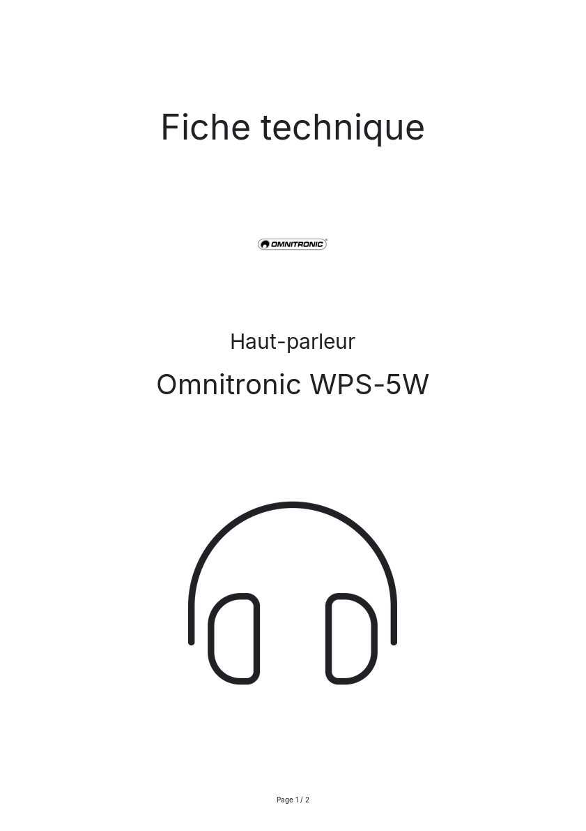 Page n°1 - Fiche technique Omnitronic WPS-5W