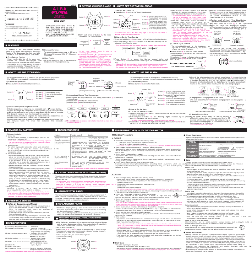Image de la première page du manuel de l'appareil W403