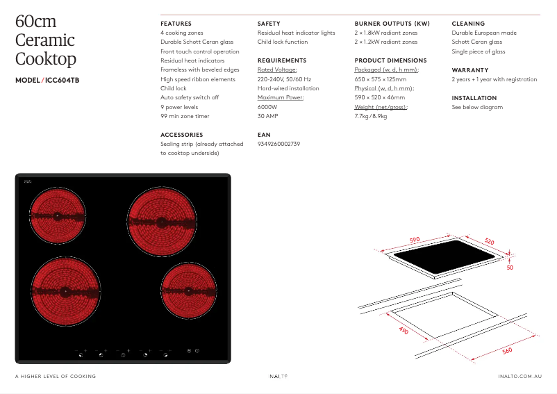 Page n°1 - Fiche technique InAlto ICC604TB