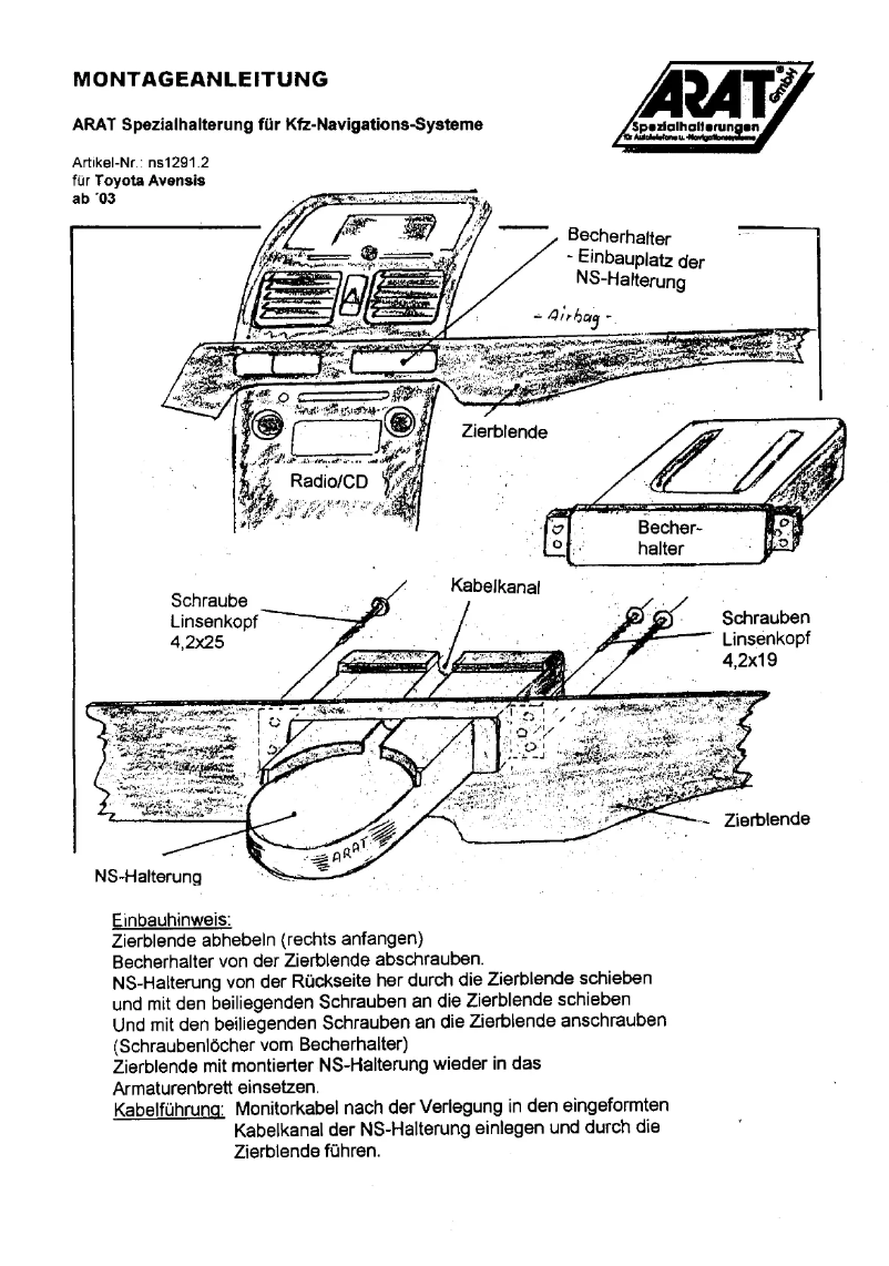 Page n°1 - Manuel utilisateur Arat NS1291.2