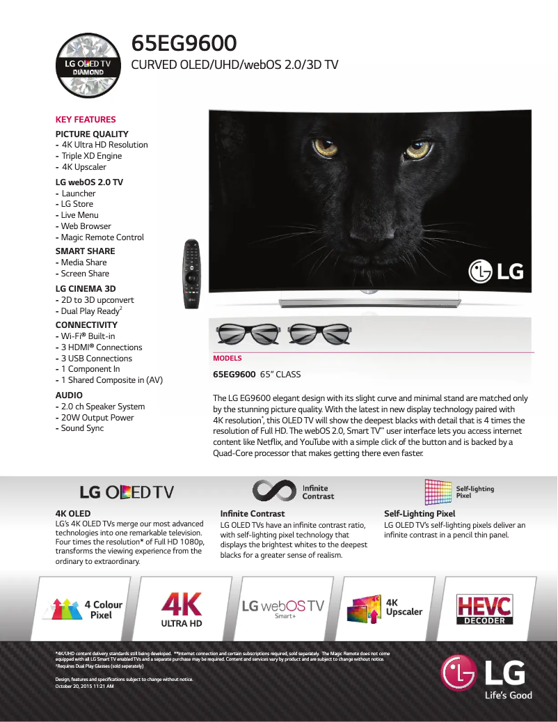 Page n°1 - Fiche technique LG 65EG9600