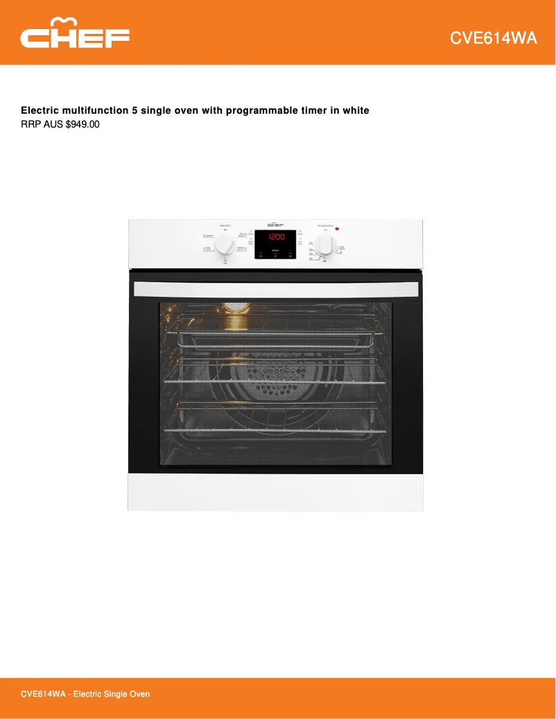 Página 1 del manual Ficha técnica Chef CVE614WA