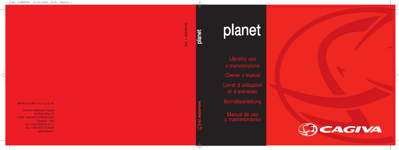 Page 1 de la notice Manuel utilisateur Cagiva Planet 125 (2000)