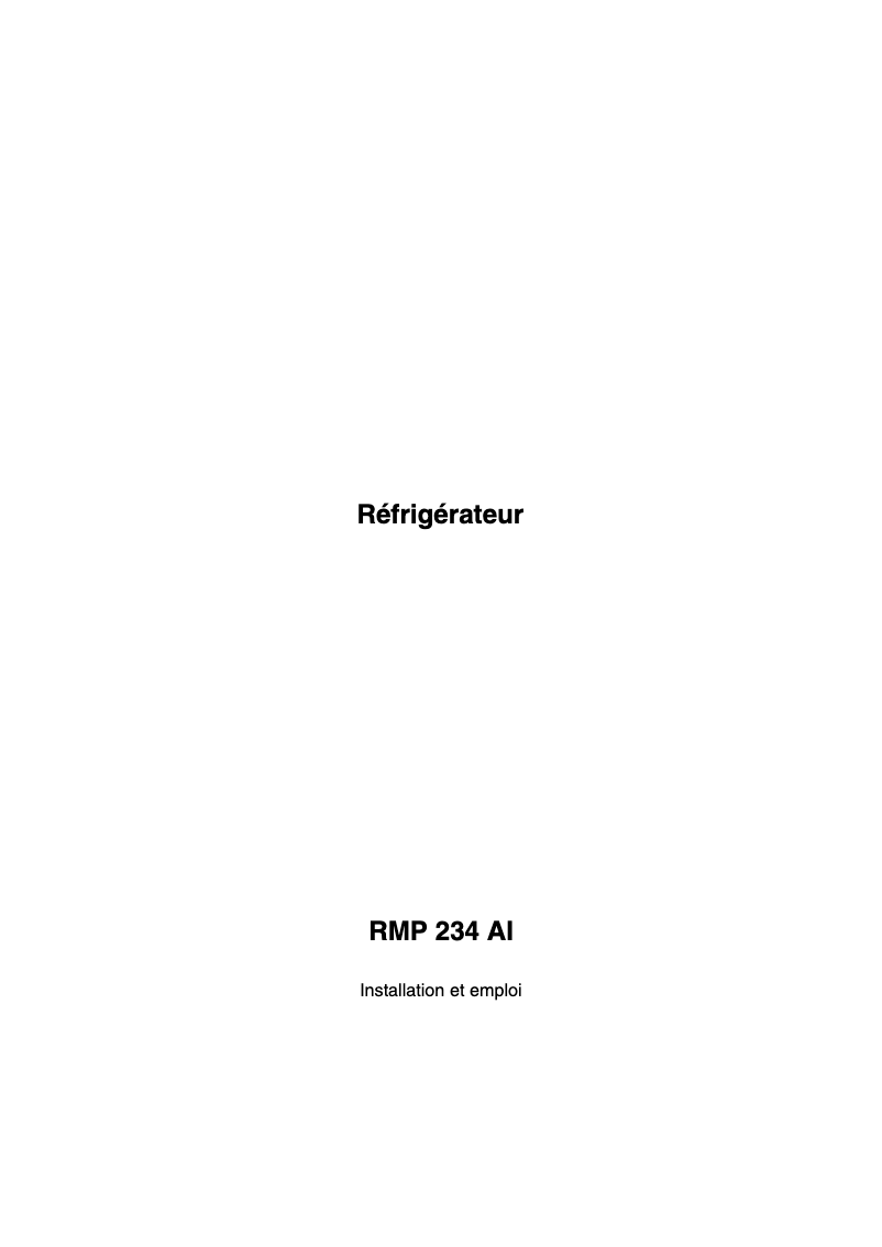 Page n°1 - Manuel utilisateur Scholtès RMP 234 AI