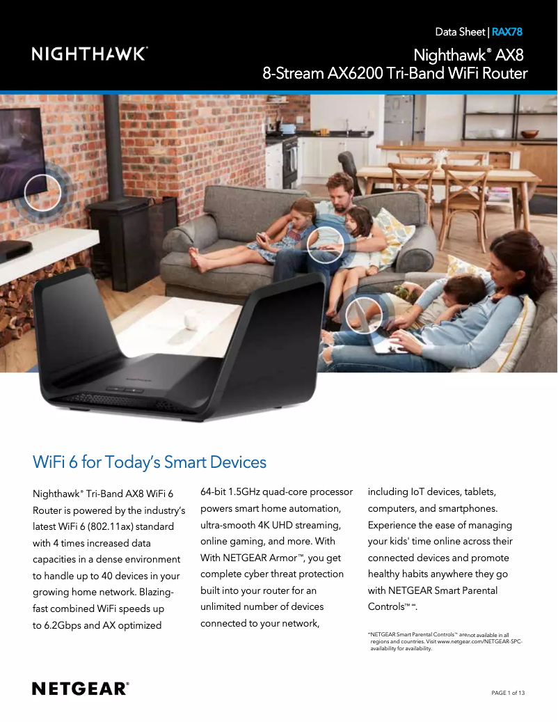 Page 1 de la notice Fiche technique Netgear Nighthawk RAX78