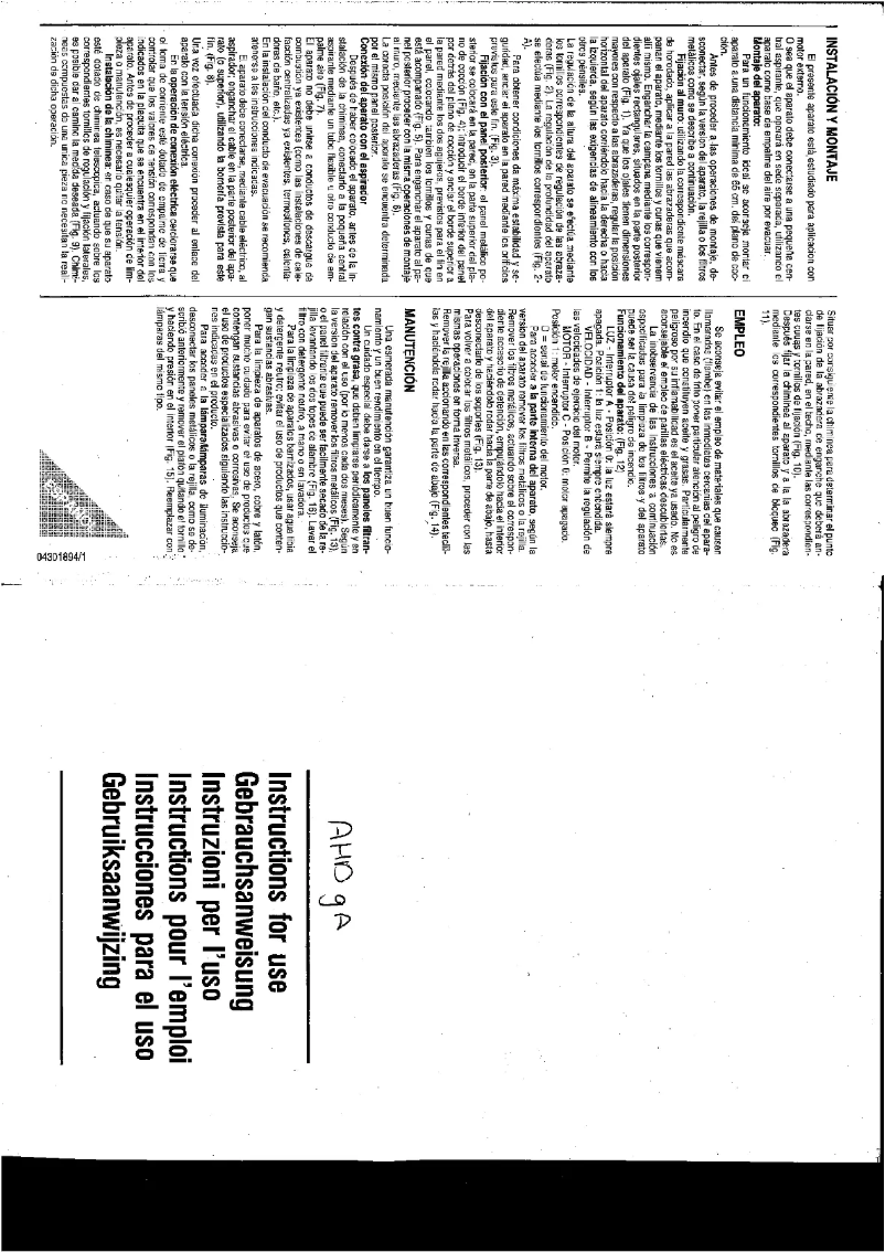 Image de la première page du manuel de l'appareil AHD 9 A