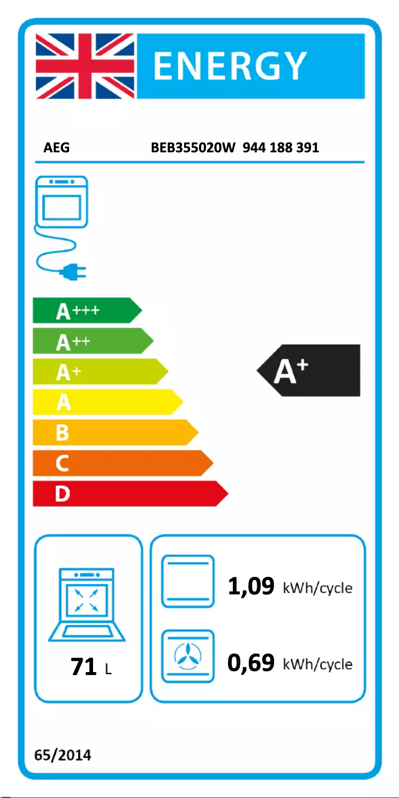 Page n°1 - Label énergétique AEG BEB355020W