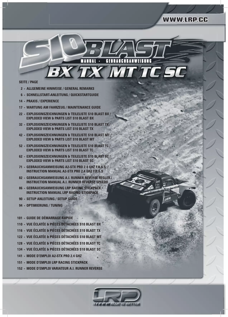 Page n°1 - Manuel utilisateur LRP S10 Blast TC - Porsche 911 GT3