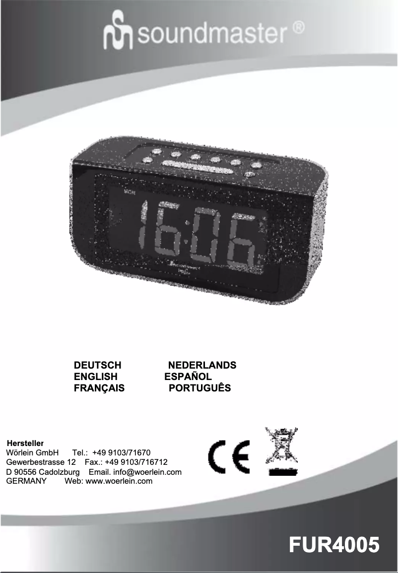 Page 1 de la notice Manuel utilisateur Soundmaster FUR4005