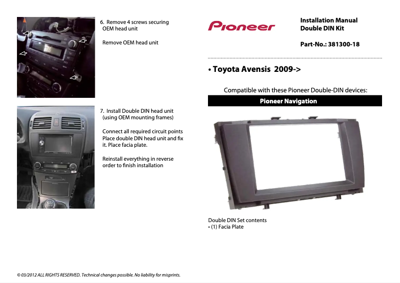 Page n°1 - Manuel utilisateur Pioneer 381300-18