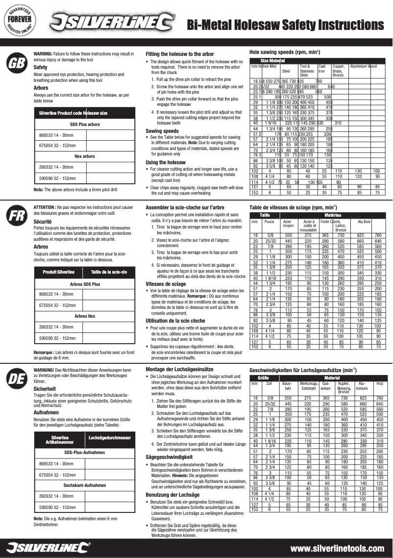 Page n°1 - Manuel utilisateur Silverline 427630