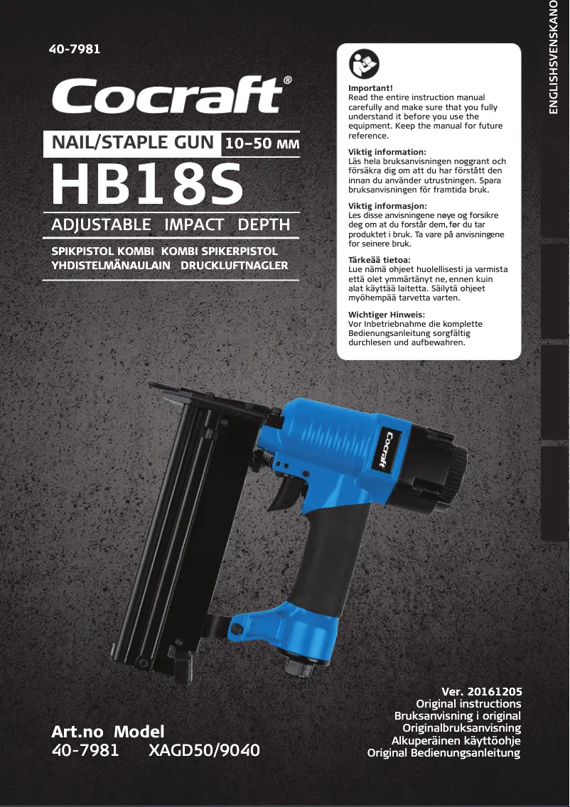 Page n°1 - Manuel utilisateur Cocraft HB18S