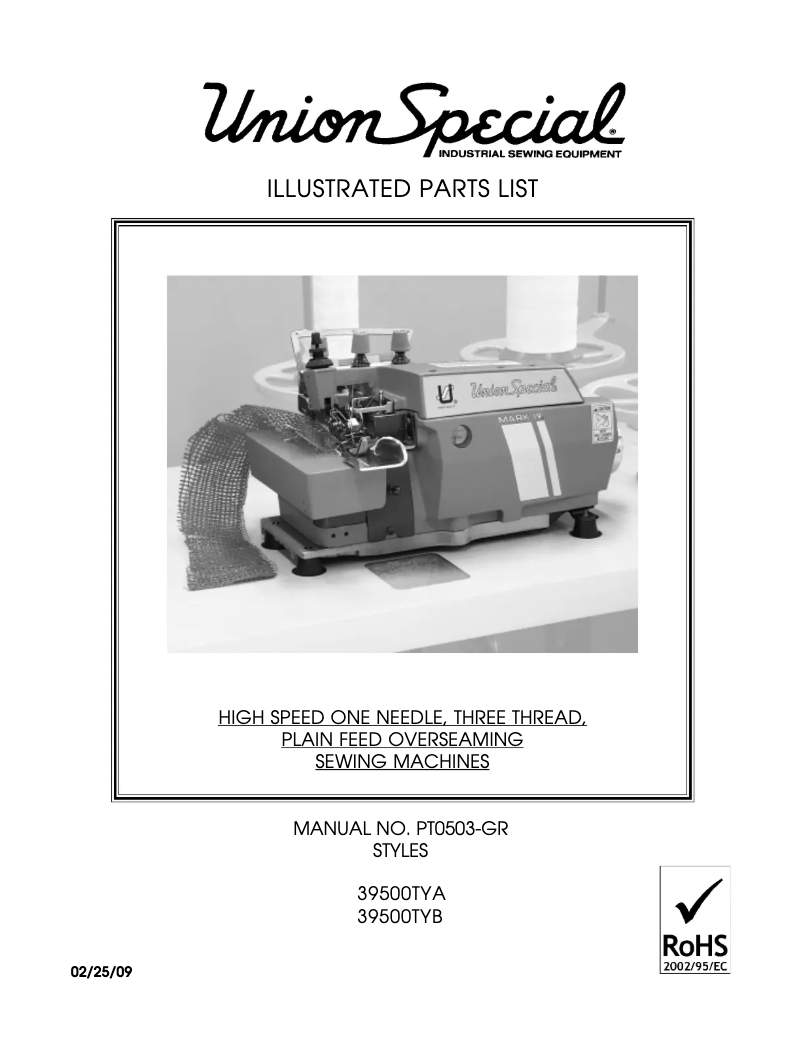 Page 1 de la notice Manuel utilisateur Union Special 39500TYA