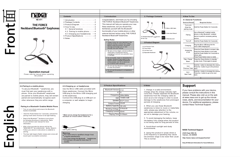 Page n°1 - Manuel utilisateur Naxa NE-971